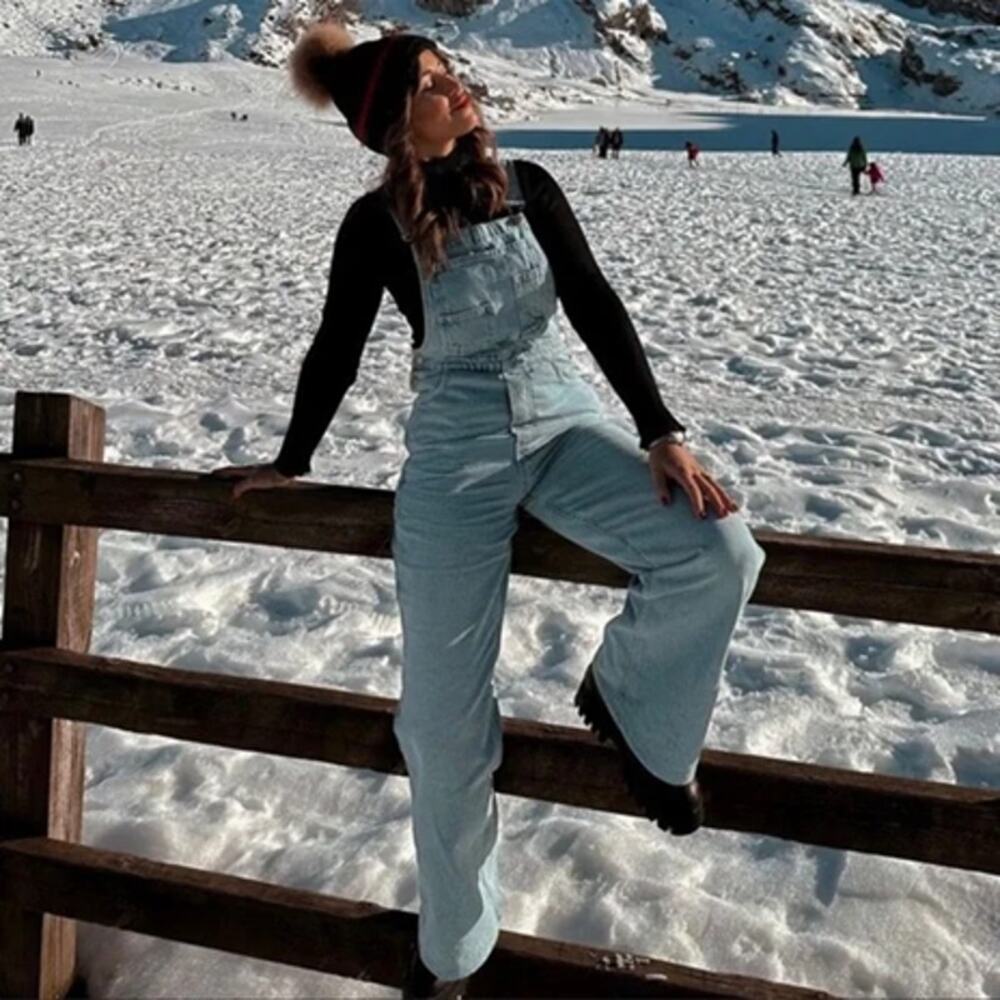 Zara Light Blue Denim Jumpsuit